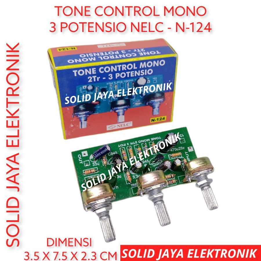 KIT TONE CONTROL MONO PLUS 3 POTENSIO 2 TR TRANSISTOR NELC N-124 N 124 N124 NELC ASLI ORIGINAL