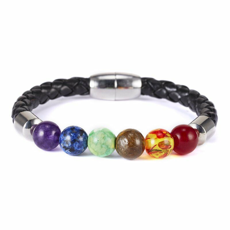 Gelang Manikmanik Batu Lava Vulkanik 7 Chakra Handmade Untuk Meditasi Penyembuhan