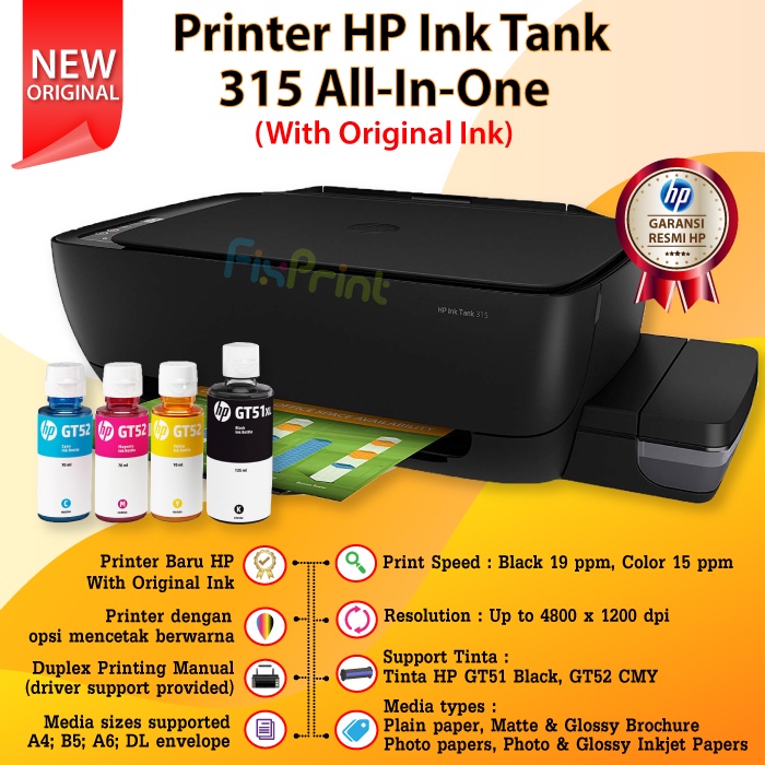 Printer HP 315 Ink Tank All in One Inktank HP315 infus Print Scan Copy