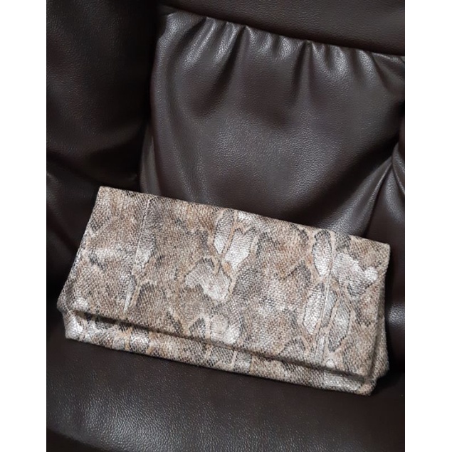 tas clutch pesta genuine phyton leather original preloved like new cantik mewah