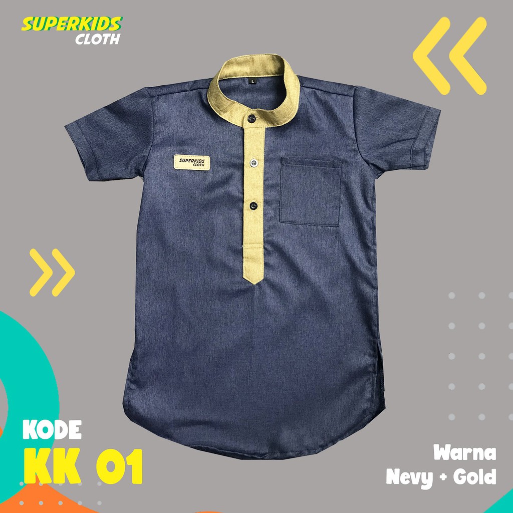 KOKO ANAK KURTA ANAK LAKI LAKI SUPERKIDS NEVY 1 - 11 Tahun