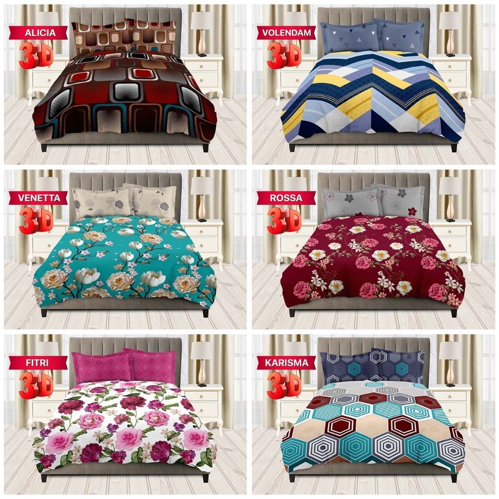 RC BONITA Sprei Flat Queen Ukuran 160x200 cm Motif Bunga dan Minimalis Terbaru Sonya Nagita Belinda Amirah Seprai Murah