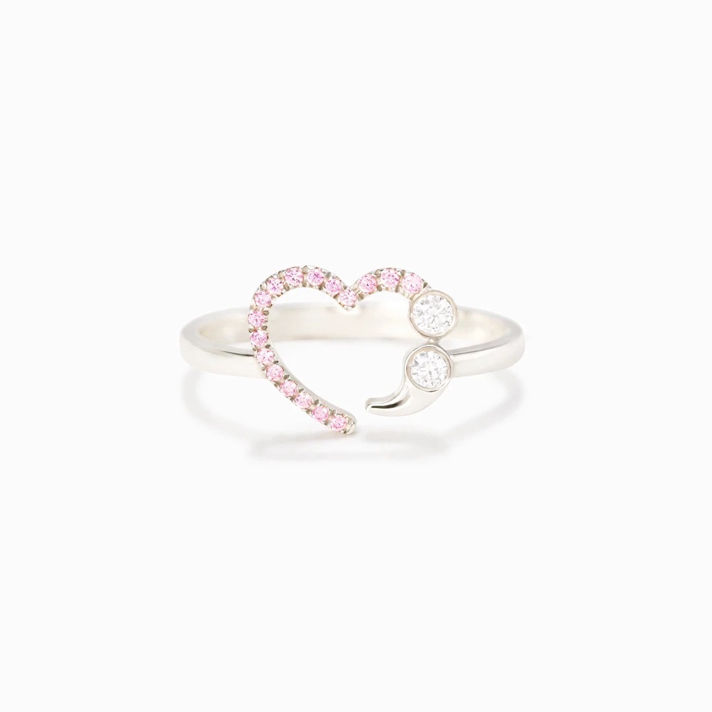 Cincin Kristal Bentuk Hati Warna Pink Untuk Hadiah Valentine