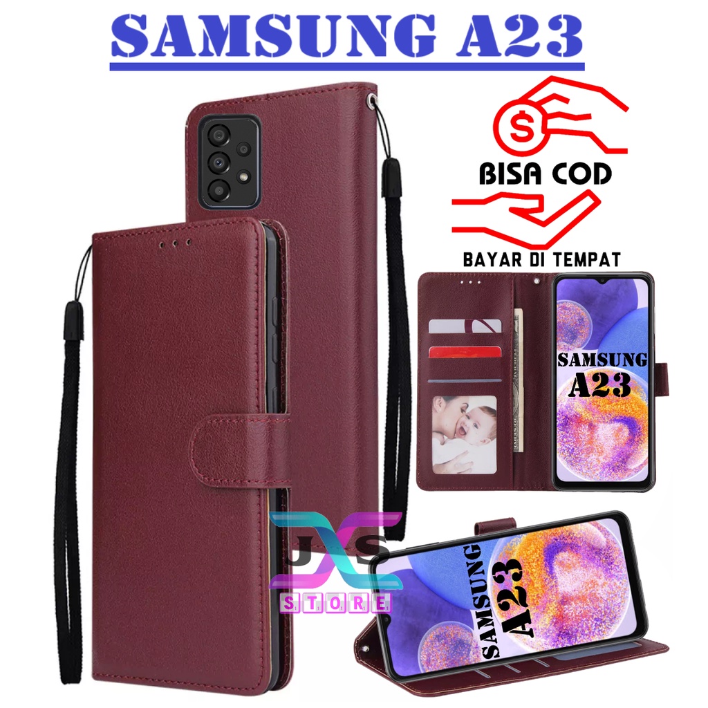 flip case wallet SAMSUNG A23 cover  leather case standing buka tutup