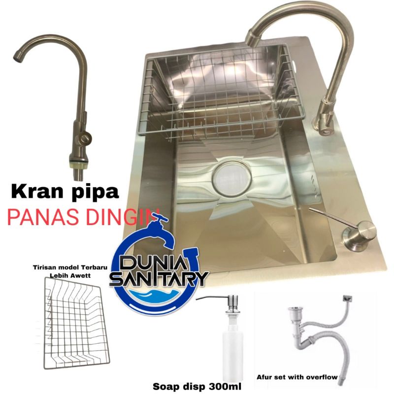 Paket Kitchen sink GOLDEN HAND 6045 By onan bak cuci piring stainless Sus 304 jaring