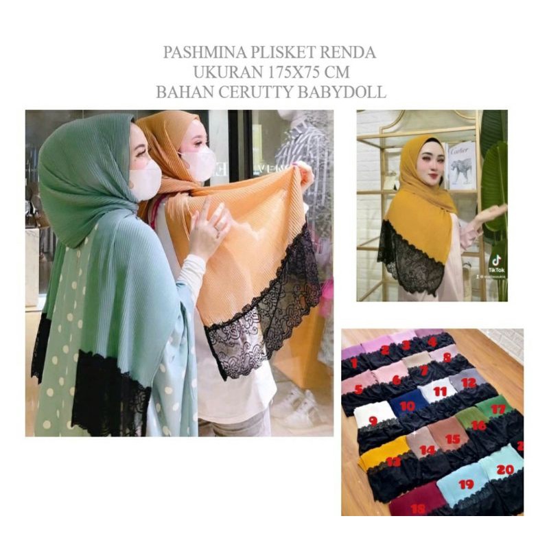 PASMINA PLISKET RENDA.HIJAB PASHMINA PLISKET RENDA.KERUDUNG MURAH.JILBAB VIRAL TERKINI