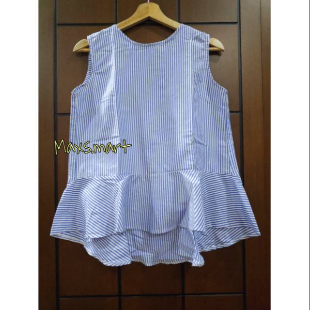  PRELOVED IMPORT ATASAN WANITA BAJU WANITA PEPLUM GARIS  