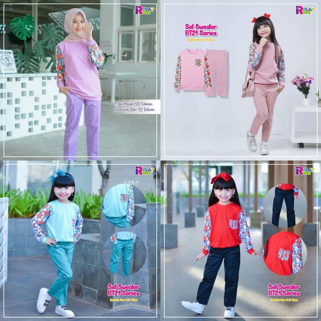 SET SWEATER BT21 IRPLAY|SETELAN SWEATER|SETELAN KAOS|BAJU ANAK PEREMPUAN|SETELAN LENGAN PANJANG