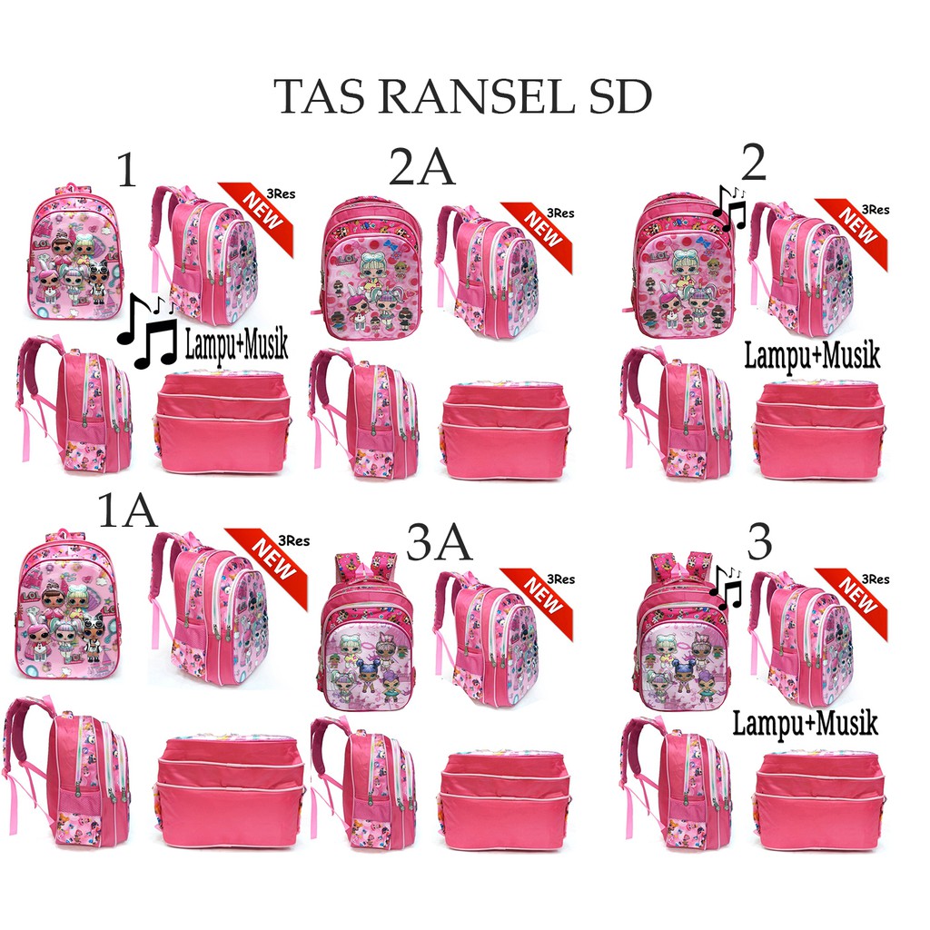 PROMO ANAK SEKOLAH CUCI GUDANG Tas Ransel SD Anak Perempuan Cantik 5D Timbul Hologram Import LAMPU DAN NO LAMPU