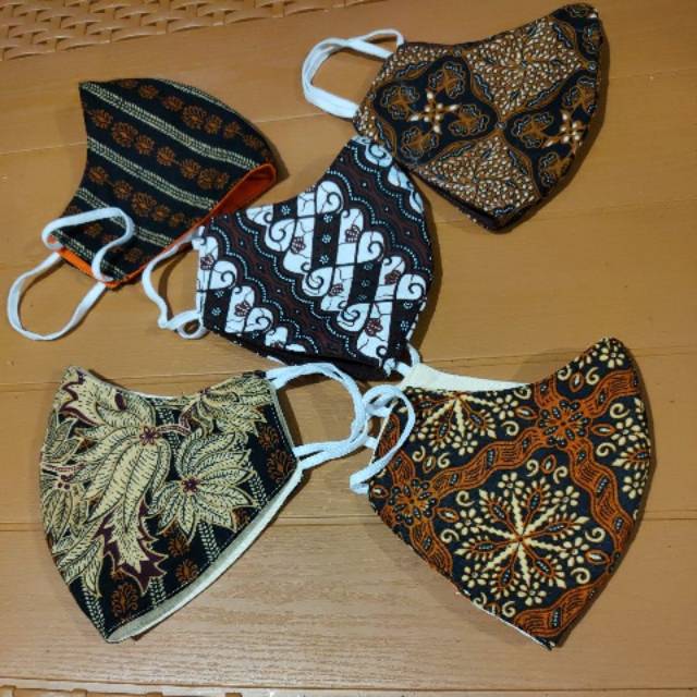 Masker kain 3ply batik campur isi 5