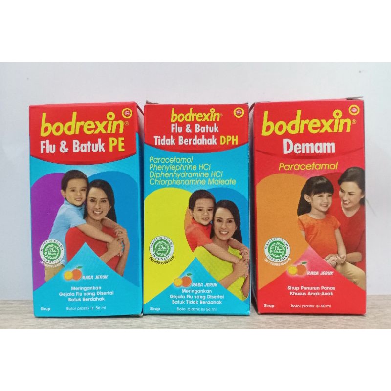 BODREXIN FLU DAN BATUK TIDAK BERDSHAK DPH 56 ML, FLU DAN BATUK PE 56 ML DAN BODREXIN DEMAM 60 ML