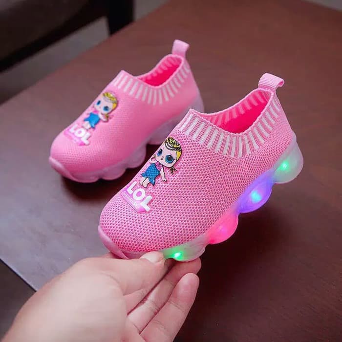 Sepatu sneakers anak LOL led model terbaru