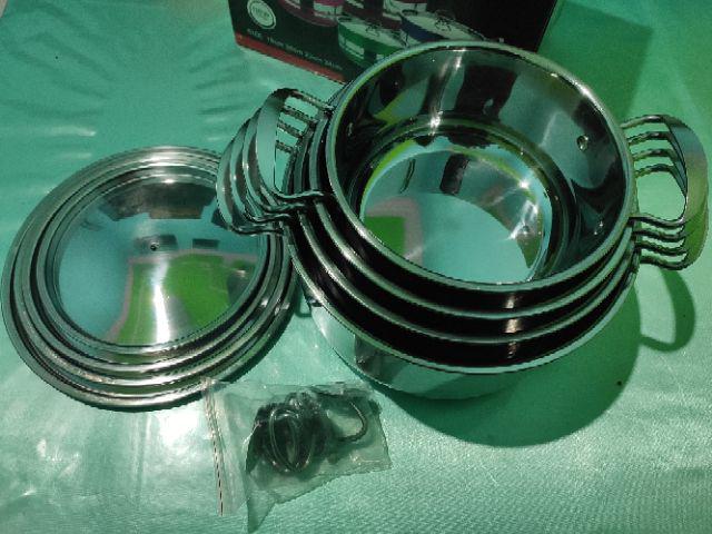 Panci Set Susun 4 Putih Polos Indoglass