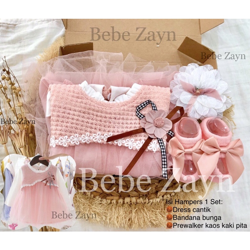 {BEBE ZAYN} Hampers baby/ hampers bayi/ baby gift/ kado bayi/ baby newborn/ Baby Girl/ Flowery Dress Set-Rosey Lace Pink