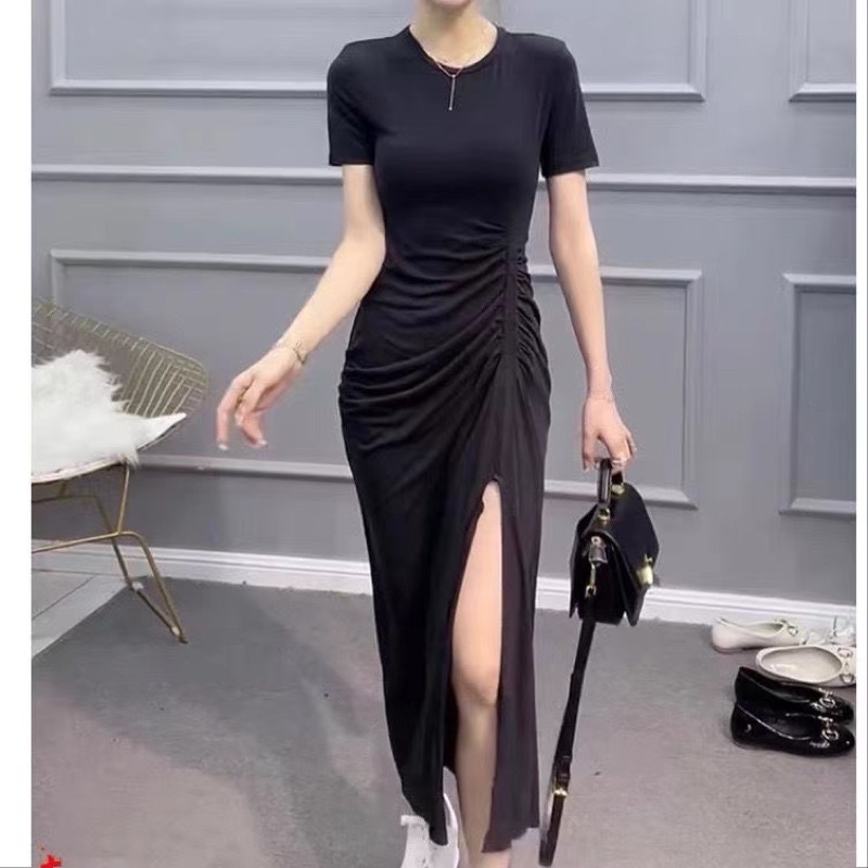 H7 DB1 Long dress / korean Midi dress bodycon simple elegant