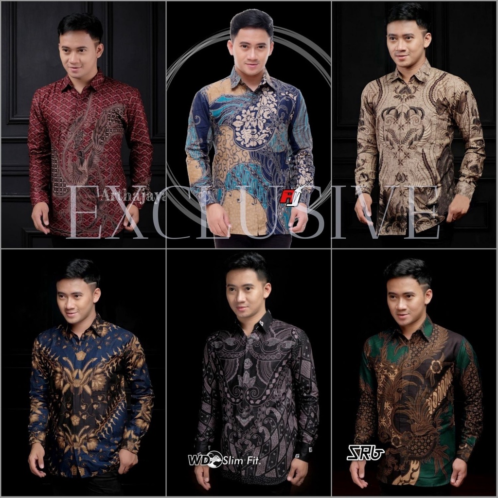 [PASAR TURI] Kemeja Batik Pria Lengan Panjang BATIK PREMIUM HRB026 motif EXCLUSIVE Kode 002 size M L XL XXL Reguler