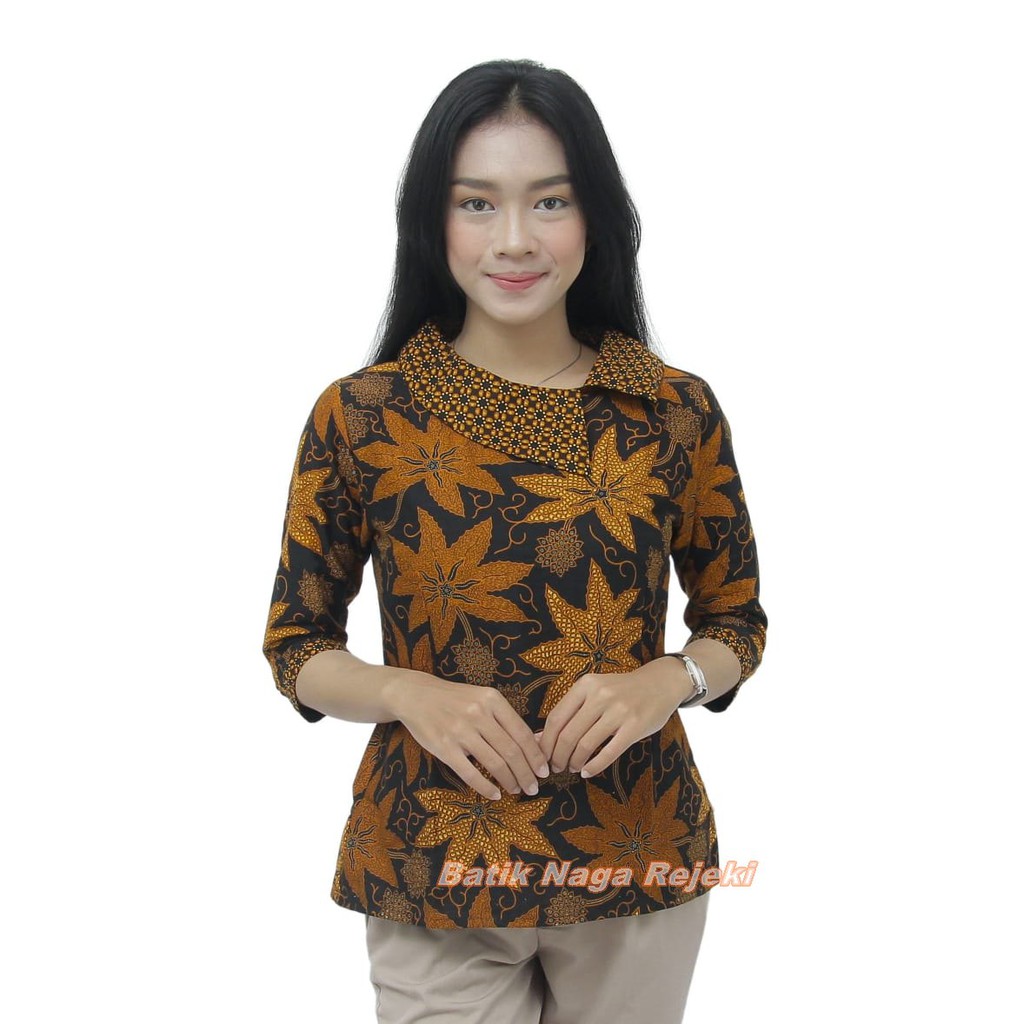 Batik Wanita Blouse Atasan Kerah Besar  S-M-L-XL-XXL-3L-4L-5L-1