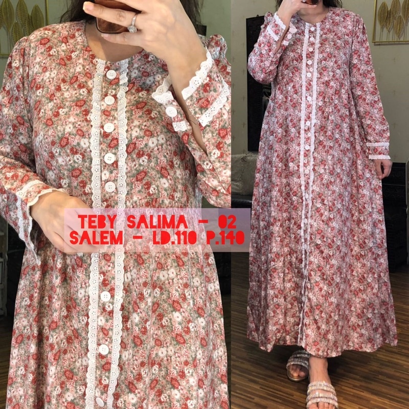 Daster Arab Teby SALIMA Maxi Dress Rayon kancing &amp; Teby VINTAGE Dress Rayon motif terkini