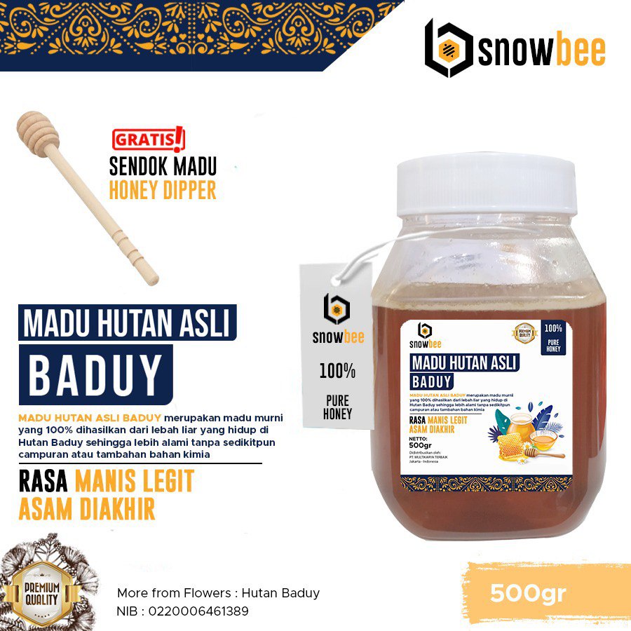 Madu Baduy Hutan Asli Original Badui 500 gr - MADU NUTRISI &amp; IMUNITAS TUBUH - MADU KESEHATAN JANTUNG