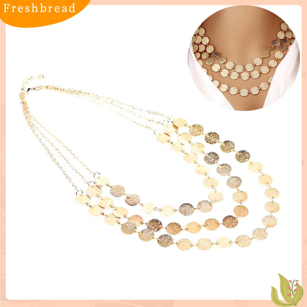 [TERLARIS]Fashion Women Sequin Coin Pendant Multilayer Long Chain Necklace Jewelry Gift