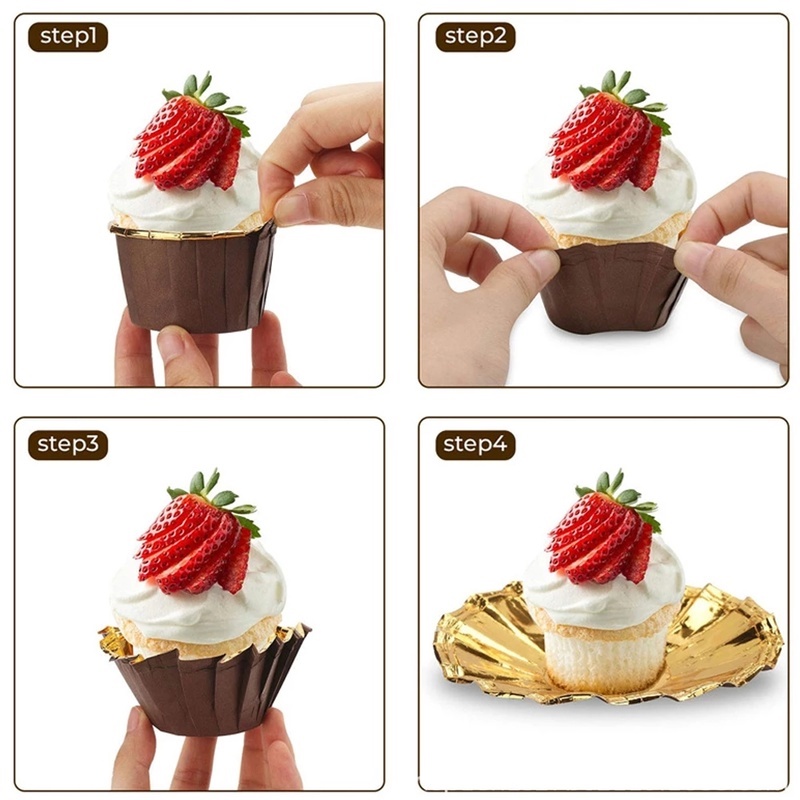 50pcs / Pak Kertas Pembungkus Cupcake / Muffin / Dessert Ukuran Mini Praktis Untuk Dekorasi / Baking