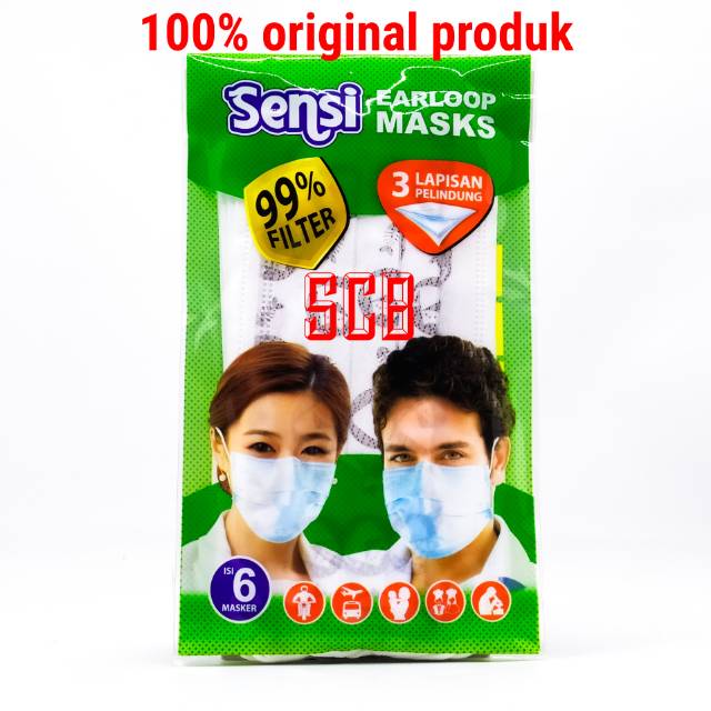 Masker Sensi Earloop 99% Filter / Masker Sensi 3 Lapis - Isi 6