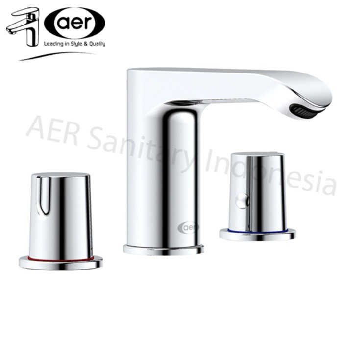 AER Kran Wastafel Panas Dingin 2 Handle - Keran Kuningan SAS TX2