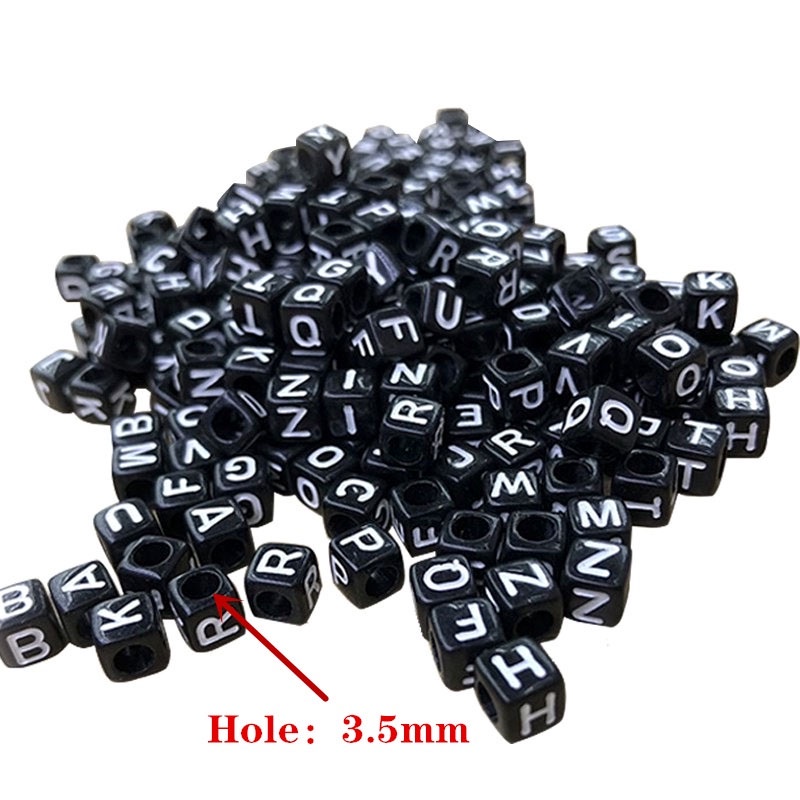 100 Pcs/pack Diy Hip-Hop Punk Hitam Gelang Persegi Manik-manik Aksesoris Fashion Sri