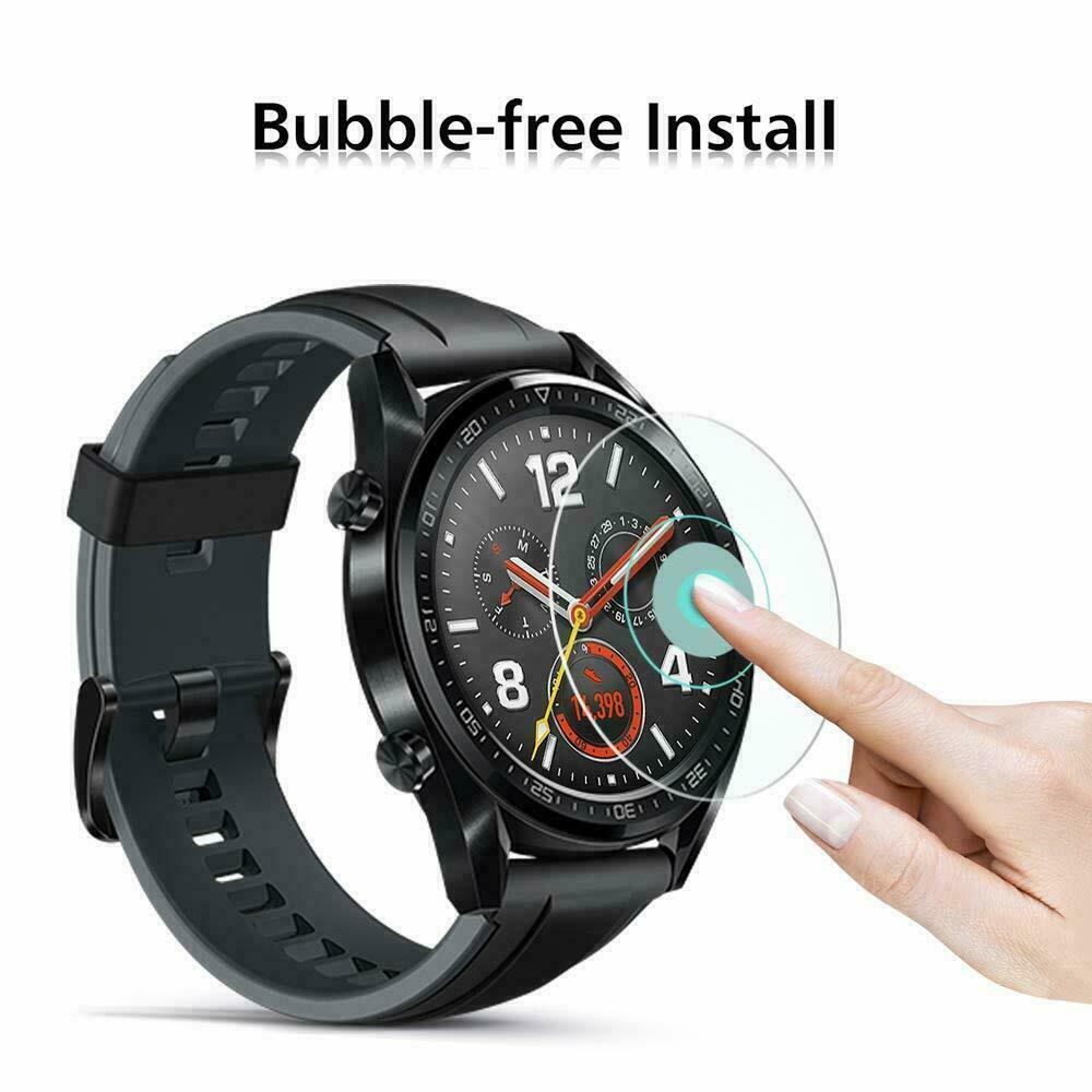 For 1pc Pelindung Layar Tempered Glass Full Cover Hd Bening Anti Gores Untuk Huawei Watch Gt / Gt2