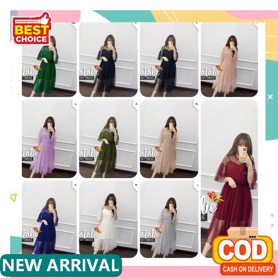 Dress Alea Brukat Tulle Bordir Glitter / Dress Brukat Import / Dress Natal / Dress Imlek / Dress Mur