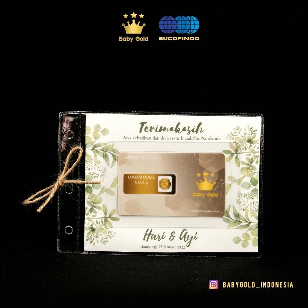 Gift Series 0.001 0.002 0.005 Emas Mini Logam Mulia 24 Karat Babygold Minigold Kado Hadiah Birthday Party Wedding Day Bouquet bucket buket Congratulation ThankYou Terimakasih-F