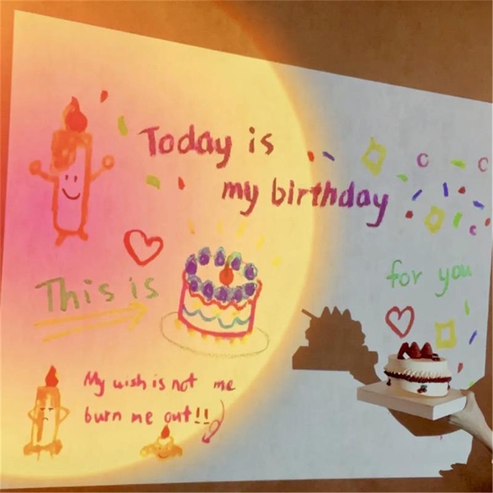 HAPPY BIRTHDAY INS Photo Projector Lamp Proyektor Pengakuan Kreatif Anak-anak