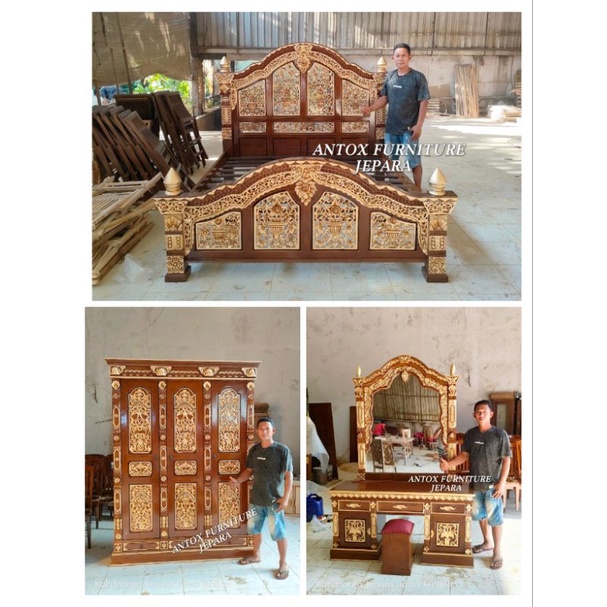 kamar set jati, lemari pakaian, dipan, meja rias