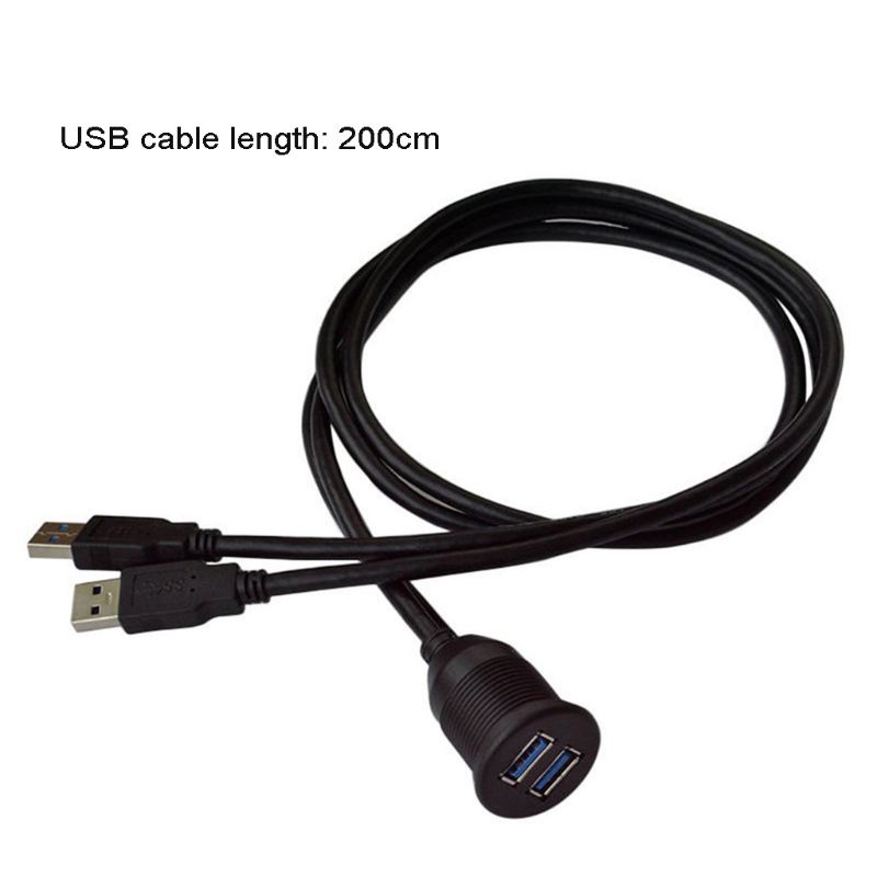 VIVI   Dual USB 3.0 Male to Female Car Boat Dash Panel Flush Mount Extension Cable 2m