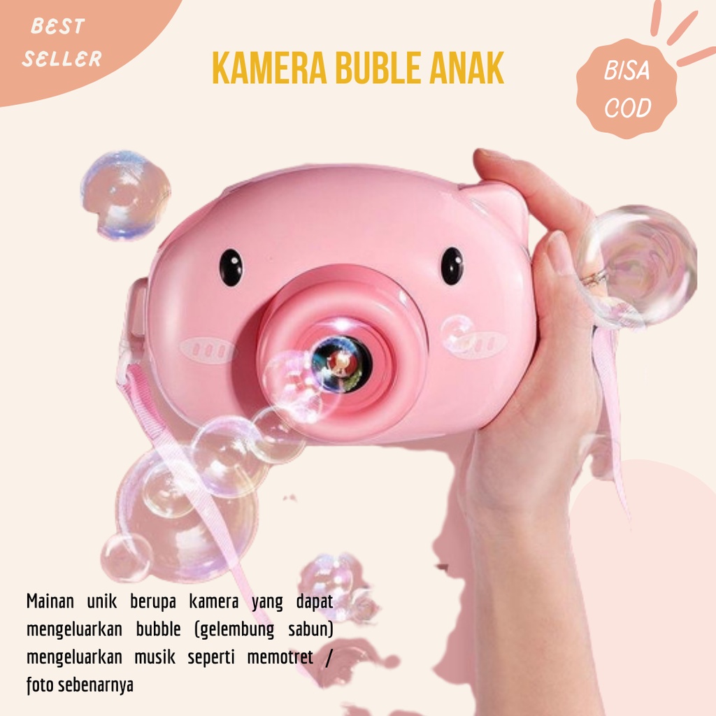 Terbaru!! Mainan Bubble Elektrik Bentuk Kamera machine / Gelembung Bubble camera Lampu Dan Musik