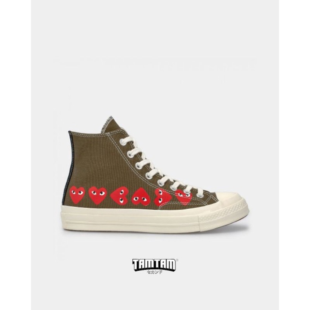 CONVERSE Chuck Taylor X CDG PLAY Khaki Hi " Multi Heart"