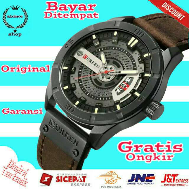 Jam Tangan CURREN ORI ORIGINAL Pria Cowok Cowo LAki laki Kulit Casual Analog Quartz Terbaru JA 191