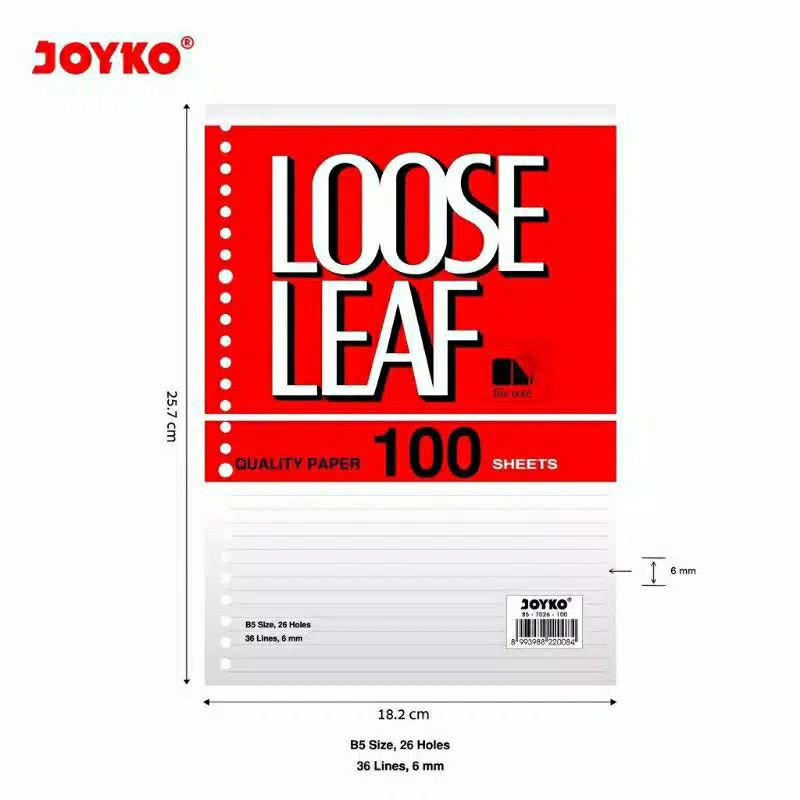 

Loose Leaf Joyko A5 100 lembar / Isi Refill Kertas File