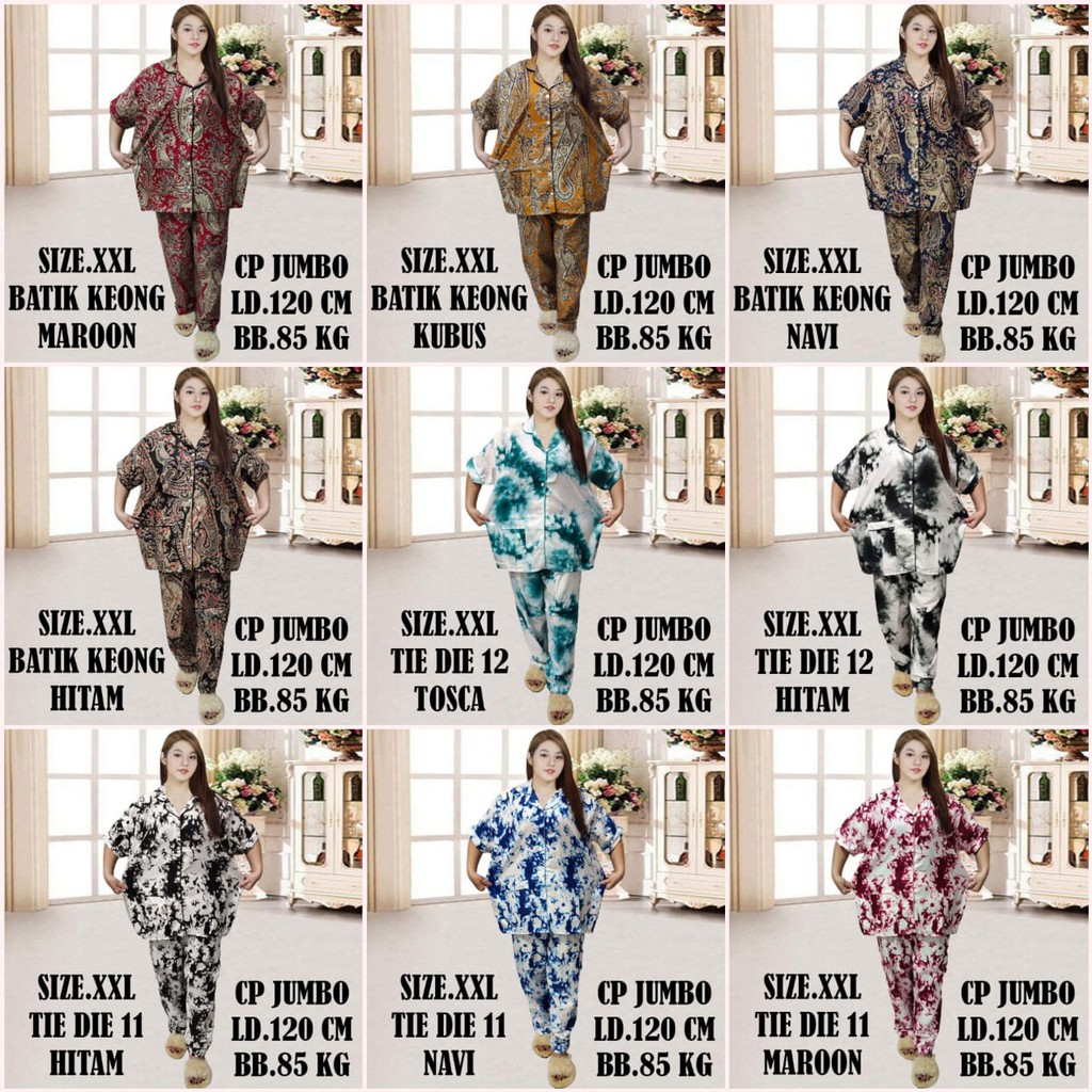 ISANNY PIYAMA SIZE.XXL CP JUMBO/TIE DIE/BATIK KEONG/BUNGA/READY STOK