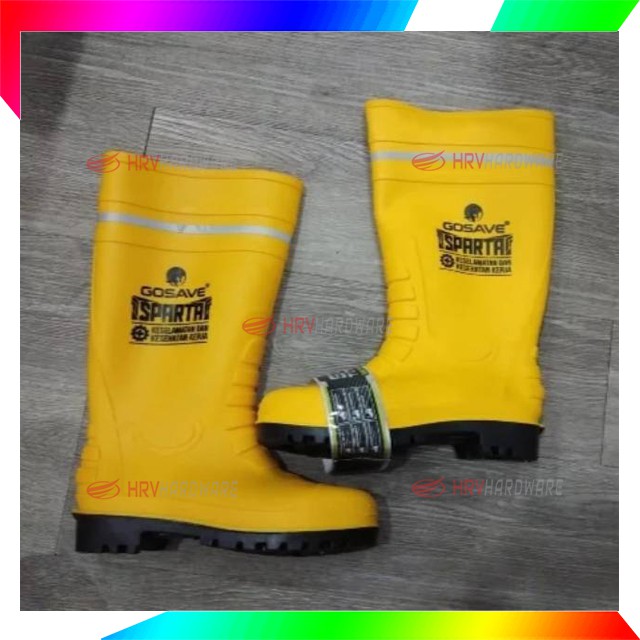 Sepatu Boot Rubber Safety GOSAVE SPARTA PREMIUM Karet Ujung BESI Steel Toe Proyek