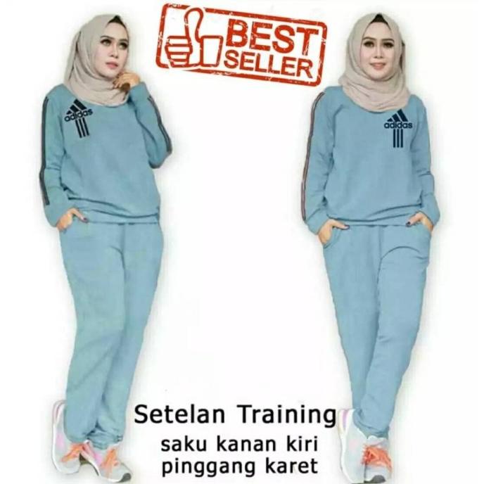 Pakaian Olahraga Wanita Setelan Training Ad1Das, Setelan Training Jogging Jumbo Wanita