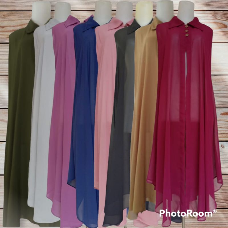 Long Outer Ceruty Babydoll Kancing Batok tanpa lengan Terbaru