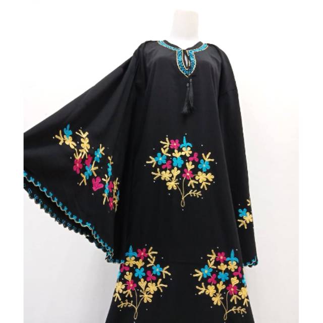Abaya  arab bordir simple bahan jetbakck