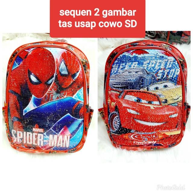 Tas Ransel Anak Tas Anak Sequin Usap 2 Gambar Tas Karakter Tas Anak Laki-Laki