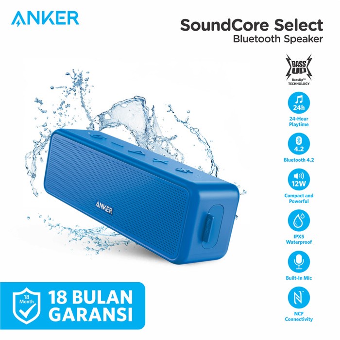Anker Soundcore 2 Bluetooth 5.0 Ipx7 Portable Wireless Speaker A3105 - Soundcore Selec