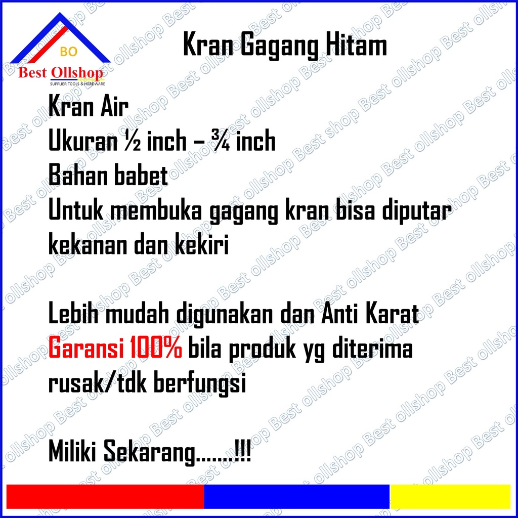 Kran air babet gagang hitam 1/2&quot; 3/4 inch / Kran Tembok / Kran Air Tembok Keran