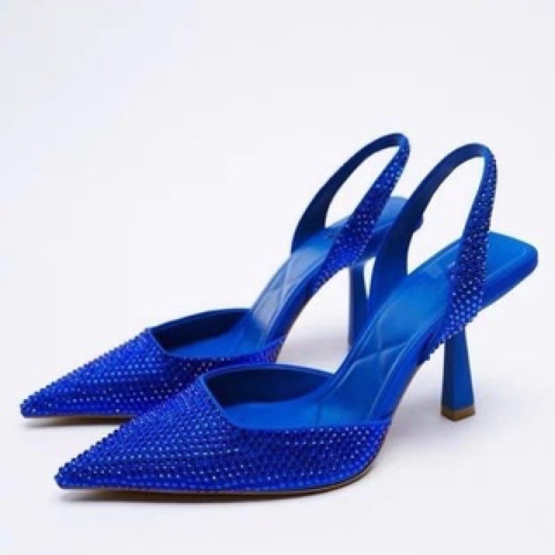 [7.7 Boombastis Sale⚡] - SEPATU WANITA ZS418 SLINGBACK SHOES FULL DIAMOND PREMIUM IMPORT