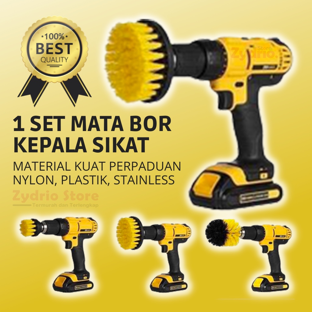 1 SET Mata Bor Sikat Drill Brush Kepala Sikat Bor Power Cleaning Head