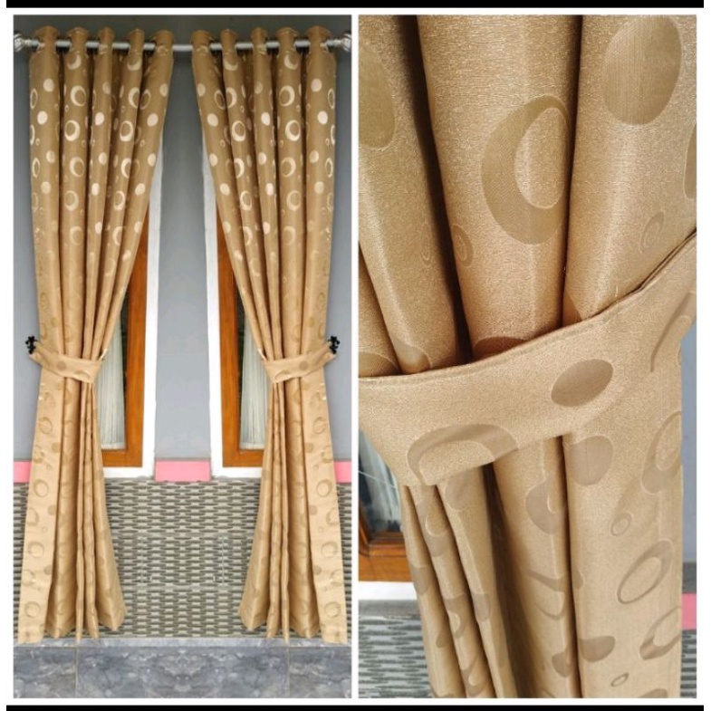 Gorden Jendela Panjang Tinggi 100-2 Meter-250 Gorden Motif Polkadot Minimalis Gorden Pintu Kamar Kor