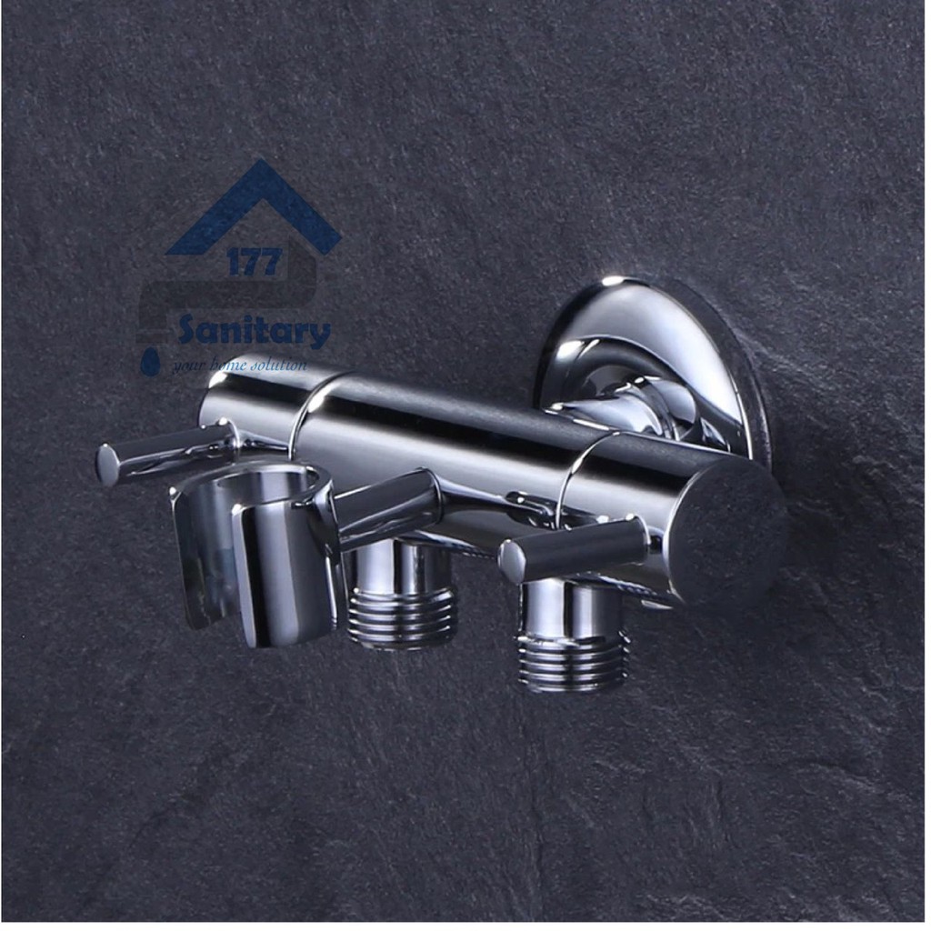 Kran Cabang KUNINGAN mini bracket CK2- Keran Air Double gantungan Shower dobel sower Dua brass faucet unik unique /i34